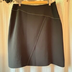 Elegant Black A-Line Skirt with Stitch Detailing